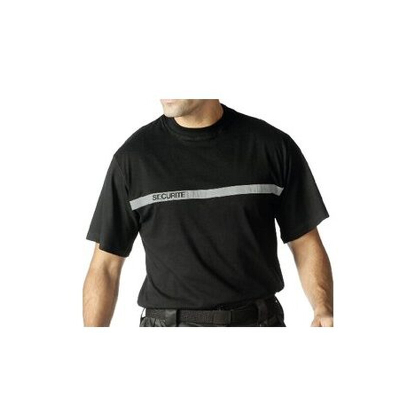 T shirt noir SECURITE bande grise
